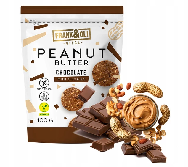 FRANK&OLI Ciasteczka Mini MASŁO ORZECHOWE CZEKOLADA SŁONY KARMEL 100g x2_2