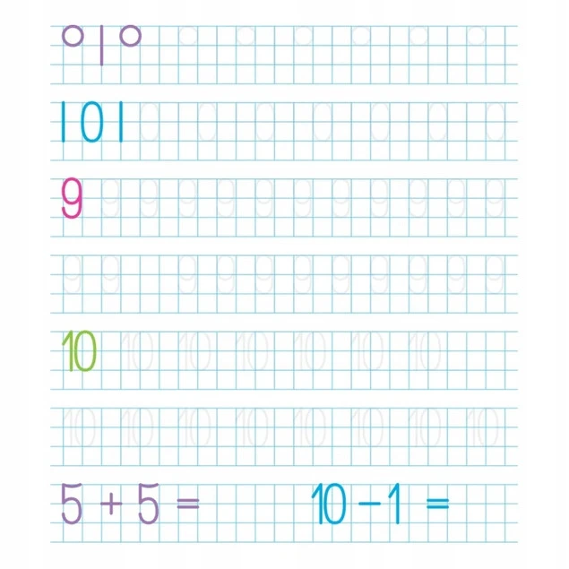 Piszę i Poznaję CYFERKI Książka z Rowkami Wzory 3D 4+ Aksjomat 4311_2