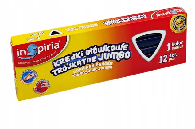 INSPIRIA Kredki Trójkątne Ołówkowe FIOLETOWY Jumbo 12 Sztuk_2