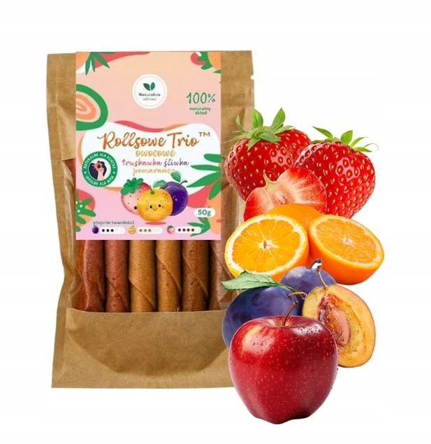 Rollsy Przekąski TRUSKAWKA ŚLIWKA POMARAŃCZA JABŁKO 50g Naturalnie Zdrowi_1