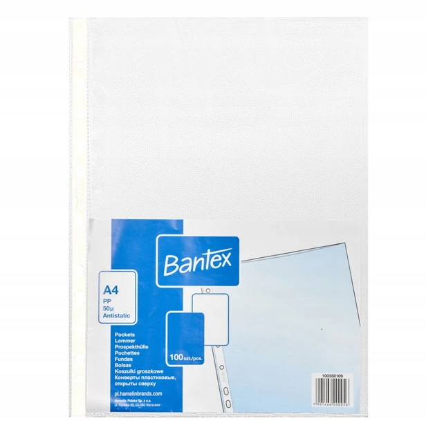 Koszulki groszkowe A4 folia 50mic Bantex - 100szt._2
