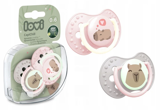 LOVI Smoczek Silikonowy Dynamiczny 0-6m 2 szt CapiChill Girl Świecący_1