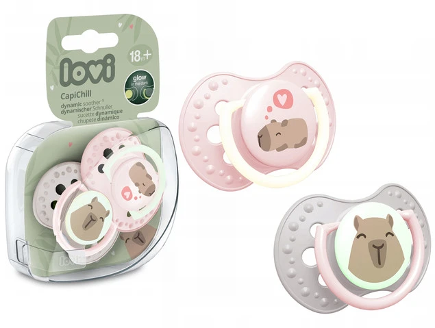 Smoczek Silikonowy Dynamiczny LOVI 2 szt. CapiChill Girl Kapibara 18M+_1
