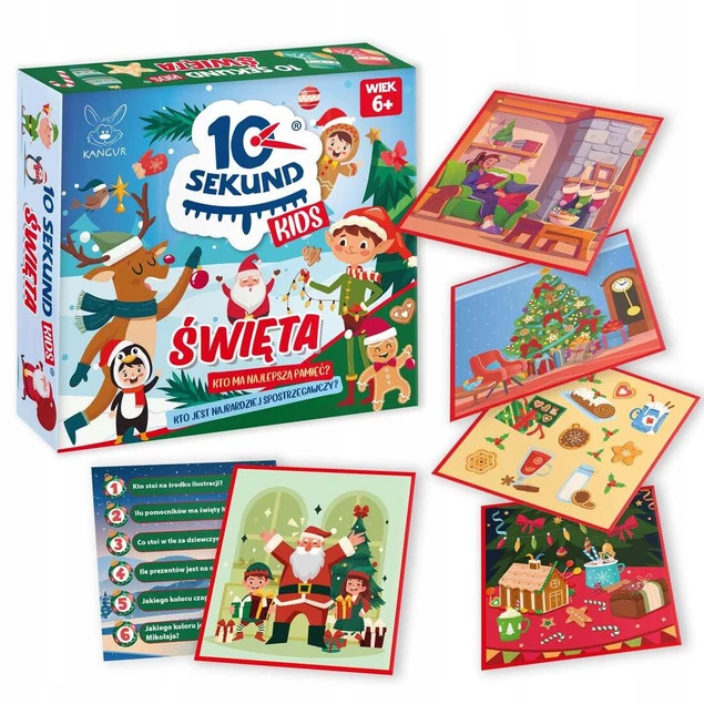 Gra Planszowa 10 SEKUND KIDS ŚWIĘTA Spostrzegawcza Pamięciowa 6+ Kangur_1