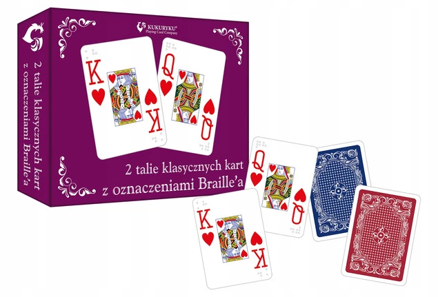 Karty Klasyczne Ze Znakami BRAILLE'A Dla NIEWIDOMYCH 2 Talie Kukuryku_1