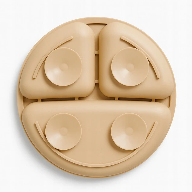 BOCIOLAND Talerzyk Silikonowy TRÓJDZIELNY Z PRZYSSAWKĄ Dla Niemowląt 6M+_2