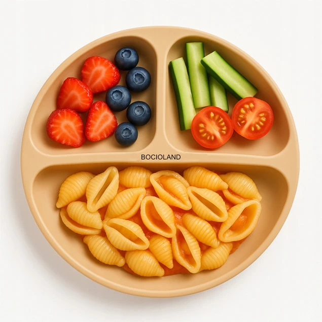 BOCIOLAND Talerzyk Silikonowy TRÓJDZIELNY Z PRZYSSAWKĄ Dla Niemowląt 6M+_3