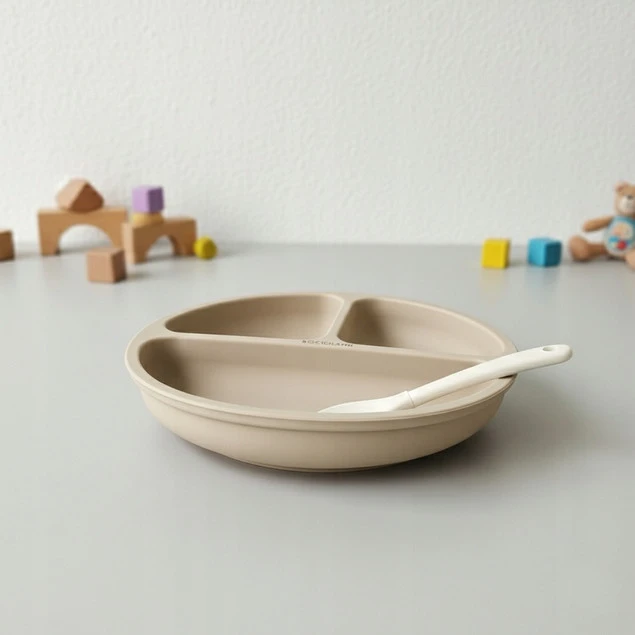 BOCIOLAND Talerzyk Silikonowy TRÓJDZIELNY Z PRZYSSAWKĄ Dla Niemowląt 6M+_6