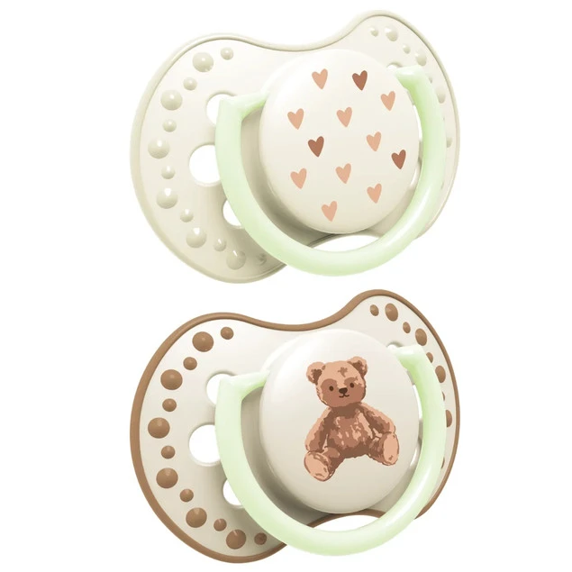 Smoczek Silikonowy Dynamiczny LOVI 0-6m 2 szt. MIŚ Teddy Love Świecący_3