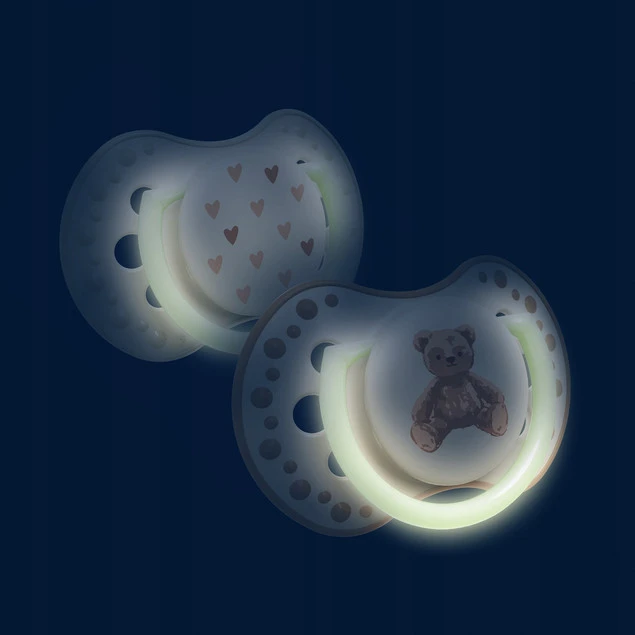 Smoczek Silikonowy Dynamiczny LOVI 0-6m 2 szt. MIŚ Teddy Love Świecący_6