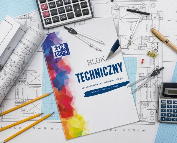 OXFORD Blok Techniczny A4 BIAŁY 10 Kartek 250g_2