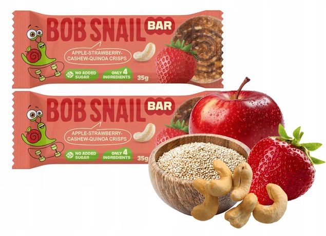 BOB SNAIL Batonik JABŁKO TRUSKAWKA NEROWCE QUINOA Bez Dodatku Cukru 35g x2_1