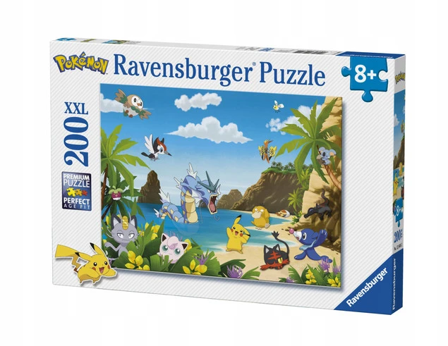 Puzzle 200 Układanka Anime POKEMON Plaża Pikachu 8+ Ravensburger_2