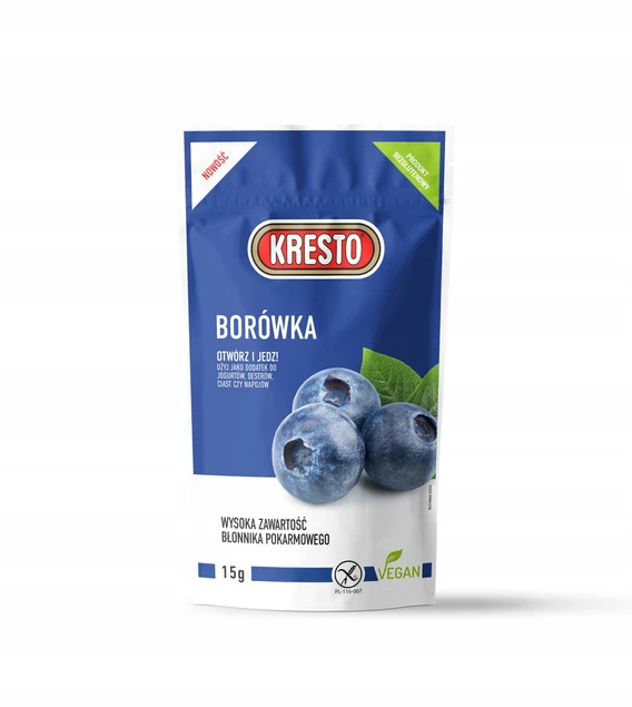 Poręczne opakowanie borówki liofilizowanej