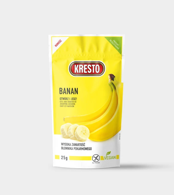 Banany liofilizowane KRESTO w opakowaniu