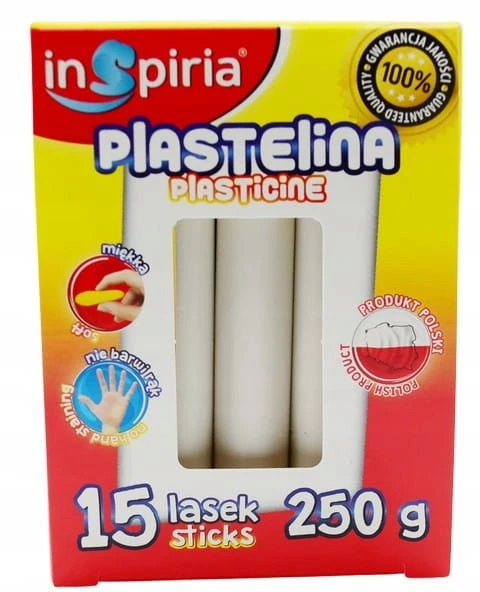 Plastelina BIAŁA Komplet 15 Lasek Szkolna Plastyczna 250g Inspiria 9820_2