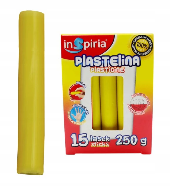 Plastelina ŻÓŁTA Komplet 15 Lasek Szkolna Plastyczna 250g Inspiria 9844_1