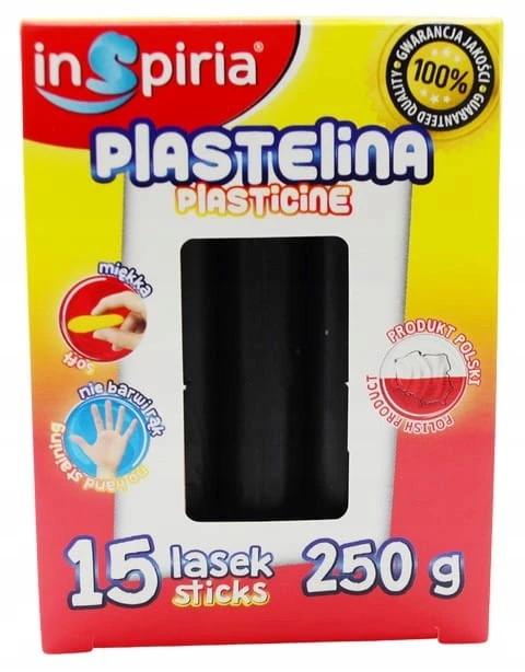 Plastelina CZARNY Komplet 15 Lasek Szkolna Plastyczna 250g Inspiria 9837_2