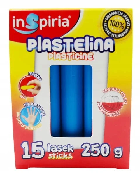 Plastelina NIEBIESKA Komplet 15 Lasek Szkolna Plastyczna 250g Inspiria 9875_2