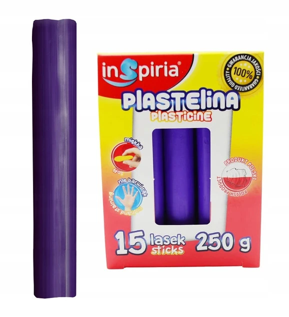 Plastelina FIOLETOWA Komplet 15 Lasek Szkolna Plastyczna 250g Inspiria 9912_1