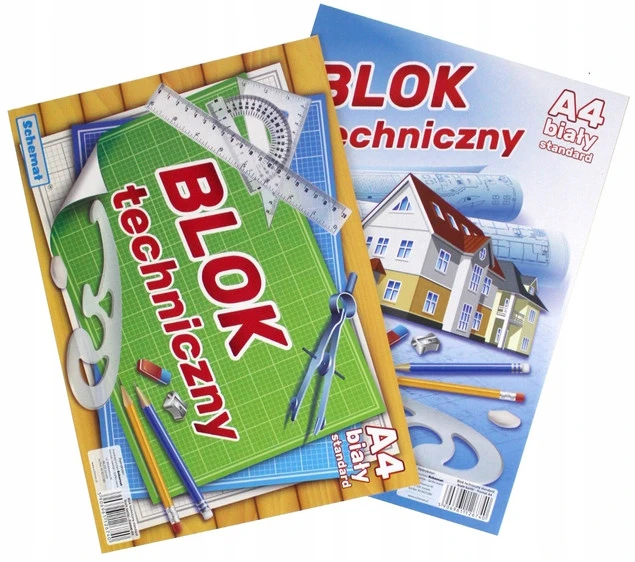 BLOK TECHNICZNY SZKOLNY FORMAT A4 10 BIAŁYCH GRUBYCH KARTEK SCHEMAT 160G/M2_2
