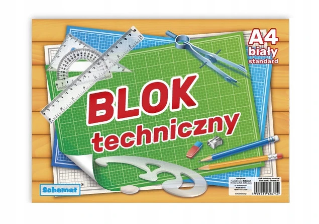BLOK TECHNICZNY SZKOLNY FORMAT A4 10 BIAŁYCH GRUBYCH KARTEK SCHEMAT 160G/M2_3
