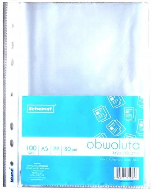 OBWOLUTA KOSZULKA NA DOKUMENTY GRUBOŚĆ 30 MIC FORMAT A5 100SZT SCHEMAT_1