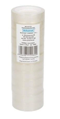 TAŚMA KLEJĄCA 12MM x 20YD JEDNOSTRONNA MOCNA PRZEZROCZYSTA WYTRZYMAŁA 12SZT_1