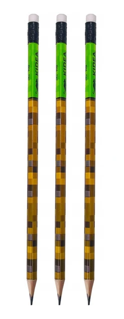 3x Ołówek Szkolny Trójkątny Z Gumką MINECRAFT HB Kidea_1