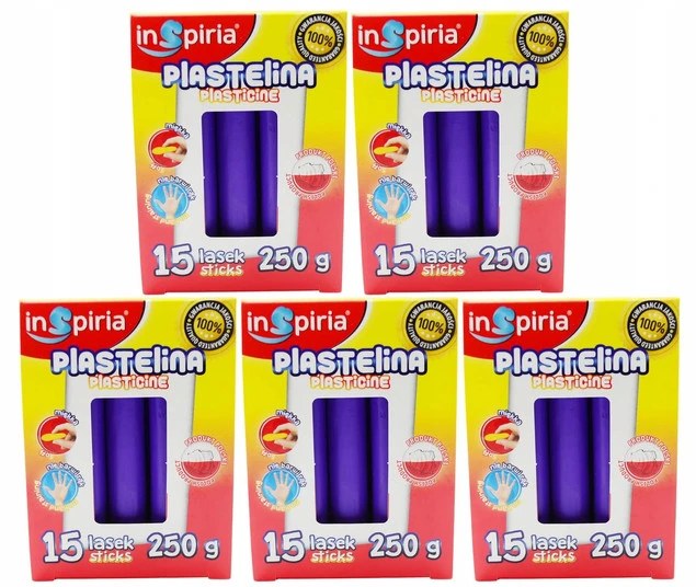 Plastelina FIOLETOWA Komplet 15 Lasek Szkolna Plastyczna 250g Inspiria x5_1