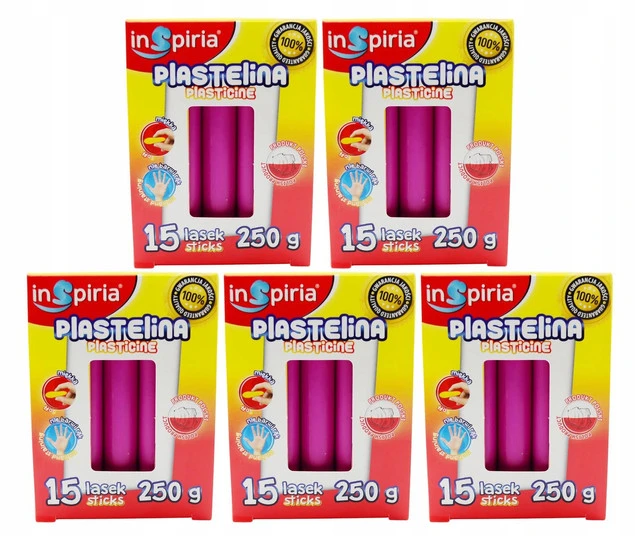 Plastelina RÓŻOWA Komplet 15 Lasek Szkolna Plastyczna 250g Inspiria x5_1