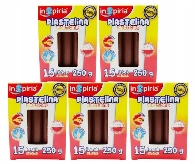 Plastelina BRĄZOWA Komplet 15 Lasek Szkolna Plastyczna 250g Inspiria x5_1