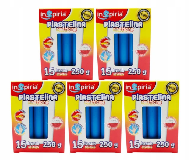 Plastelina NIEBIESKA Komplet 15 Lasek Szkolna Plastyczna 250g Inspiria x5_1