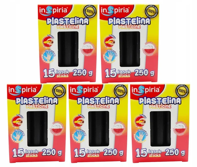 Plastelina CZARNY Komplet 15 Lasek Szkolna Plastyczna 250g Inspiria x5_1