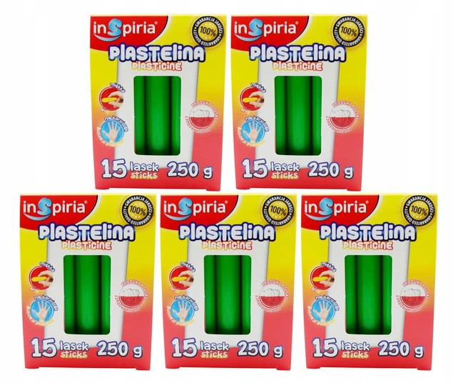 Plastelina ZIELONA Komplet 15 Lasek Szkolna Plastyczna 250g Inspiria x5_1