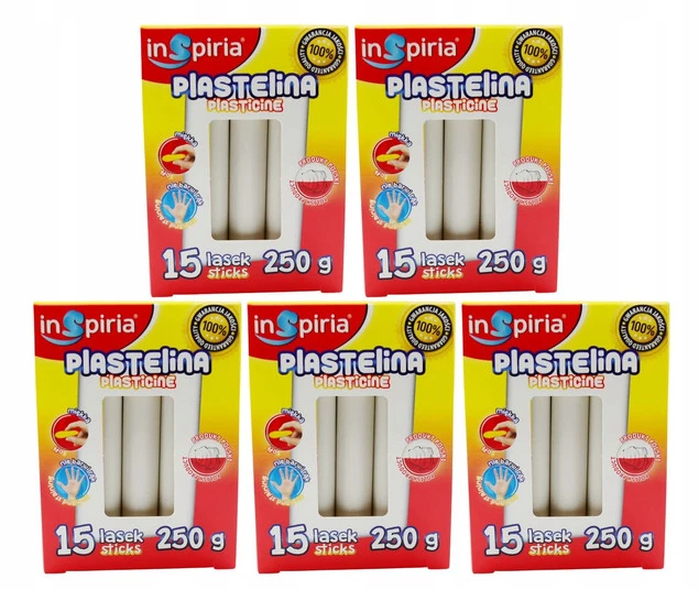 Plastelina BIAŁA Komplet 15 Lasek Szkolna Plastyczna 250g Inspiria x5_1