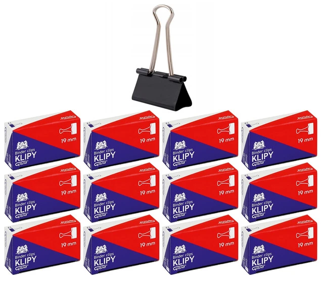 Klipy Do Papieru 19mm Czarne 12 szt Grand x12_1