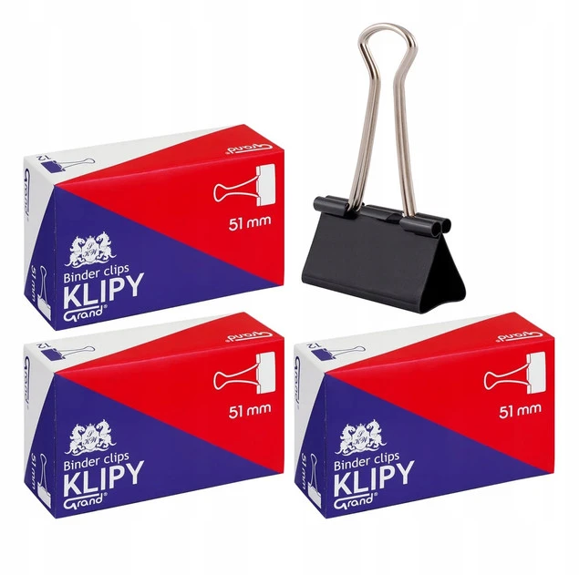 Klipy Do Papieru 51mm Czarne 12 szt Grand x3_1