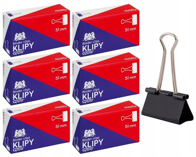 Klipy Do Papieru 51mm Czarne 12 szt Grand x6_1