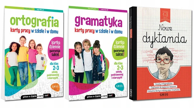 Ortografia i Gramatyka Dyktanda 2025 Karty Pracy Ćwiczenia Klasa 2-3 GREG_1