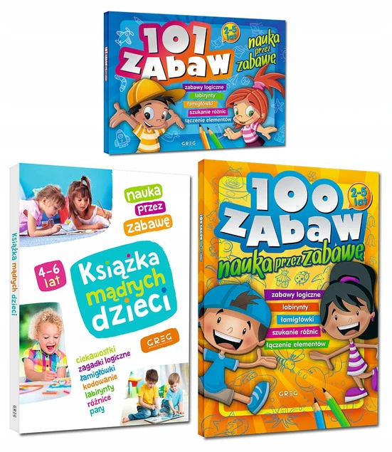 Zestaw 3 Książek Edukacyjnych Dla Dzieci 4 6 Lat Labirynty Łamigłówki GREG_1