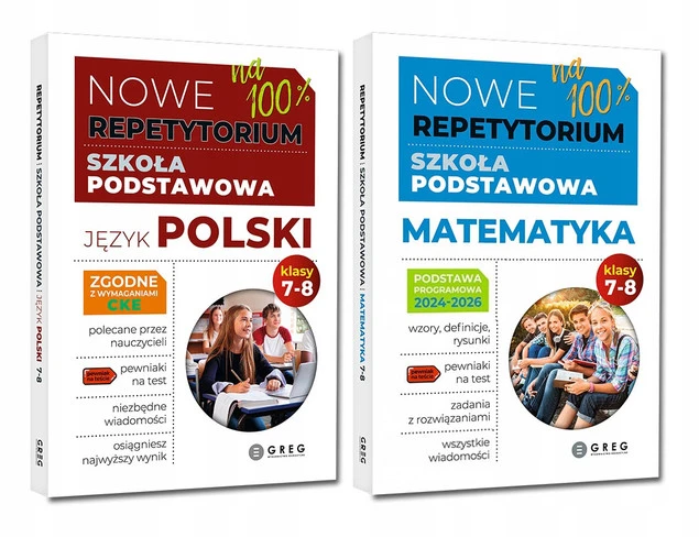 Repetytorium 2026 SP Język Polski Matematyka Klasa 7-8 Nowe Lektury Wzory