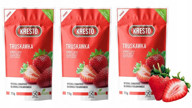 KRESTO Truskawka Liofilizowana 15g Zdrowa Przekąska x3