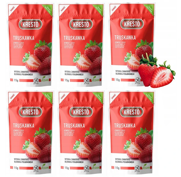 KRESTO Truskawka Liofilizowana 15g Zdrowa Przekąska x6