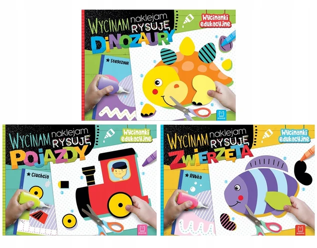 ZESTAW Wycinanek Edukacyjnych POJAZDY DINOZAURY ZWIERZĘTA Aksjomat