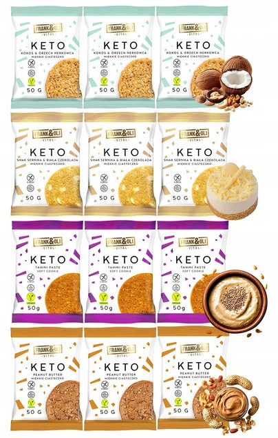 FRANK&OLI Ciastko Miękkie Keto MIX SMAKÓW Bez Cukru 50g x12_1
