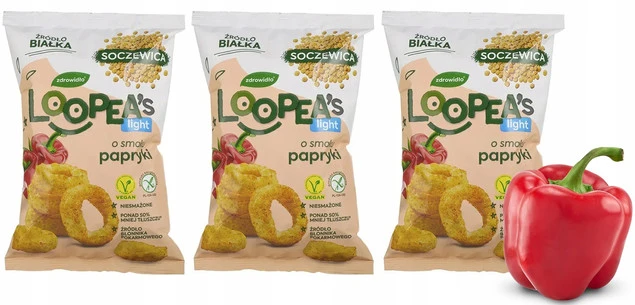 Opakowanie chrupek soczewicowych Loopea's w smaku papryki