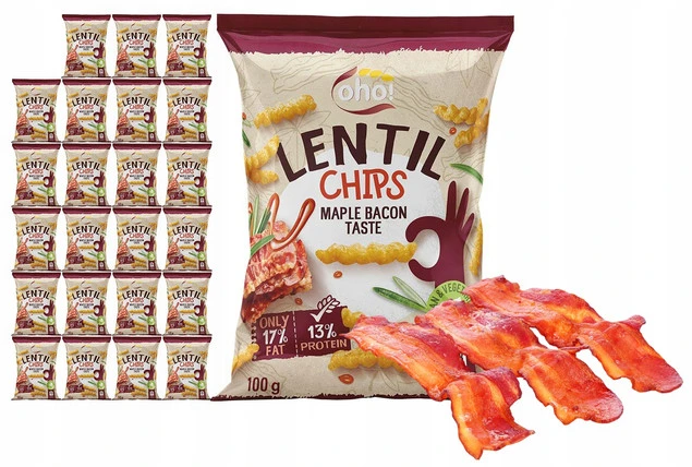 CHIPSY Chrupki z Czerwonej Soczewicy o Smaku BEKONU