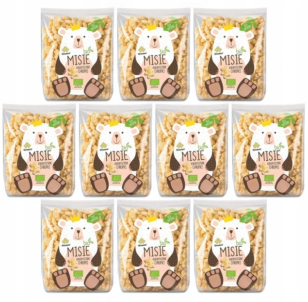 GRANEX Chrupki Kukurydziane Naturalne Misie Miśki BIO EKO 80g x10