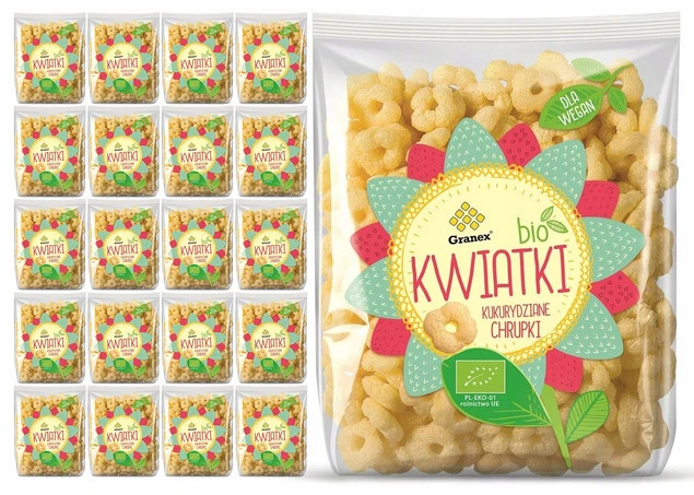 GRANEX Chrupki Kukurydziane Naturalne Misie Kwiatki BIO EKO 80g x21
